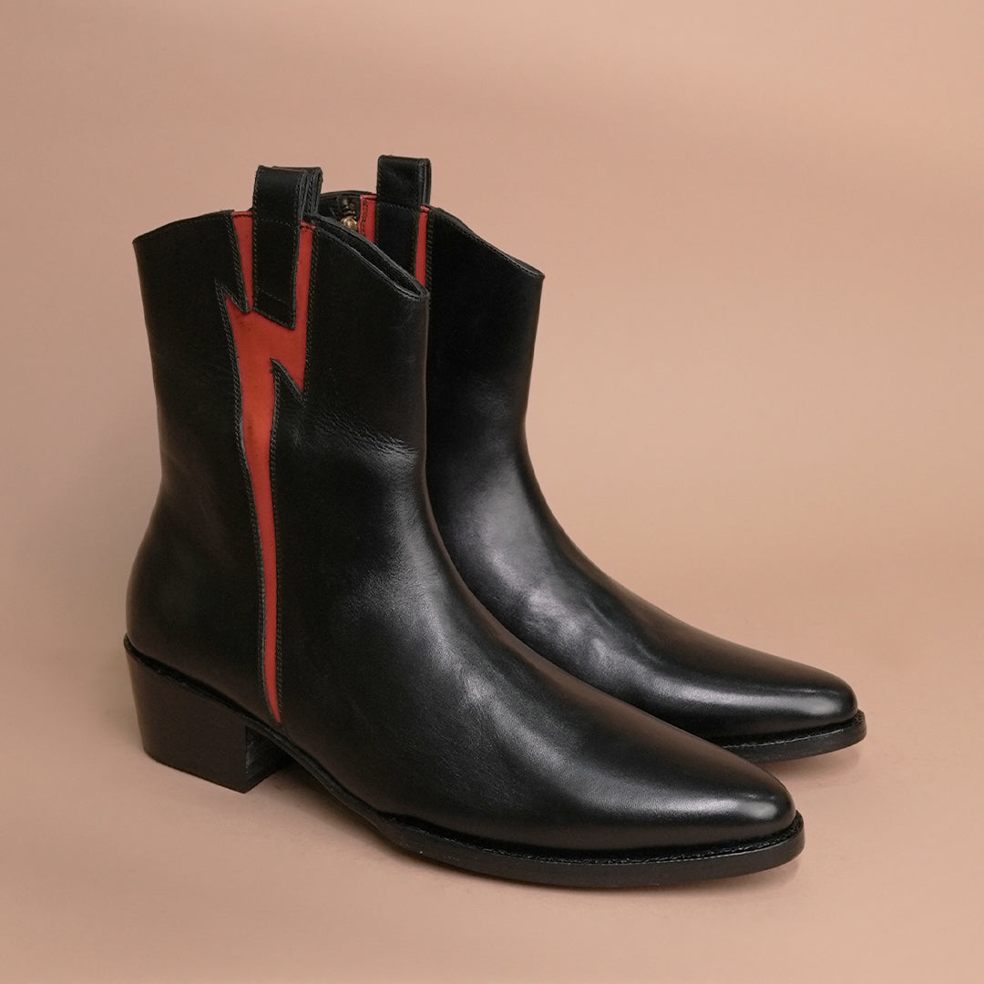 Black Leather Luxe Zipper Chelsea Boots