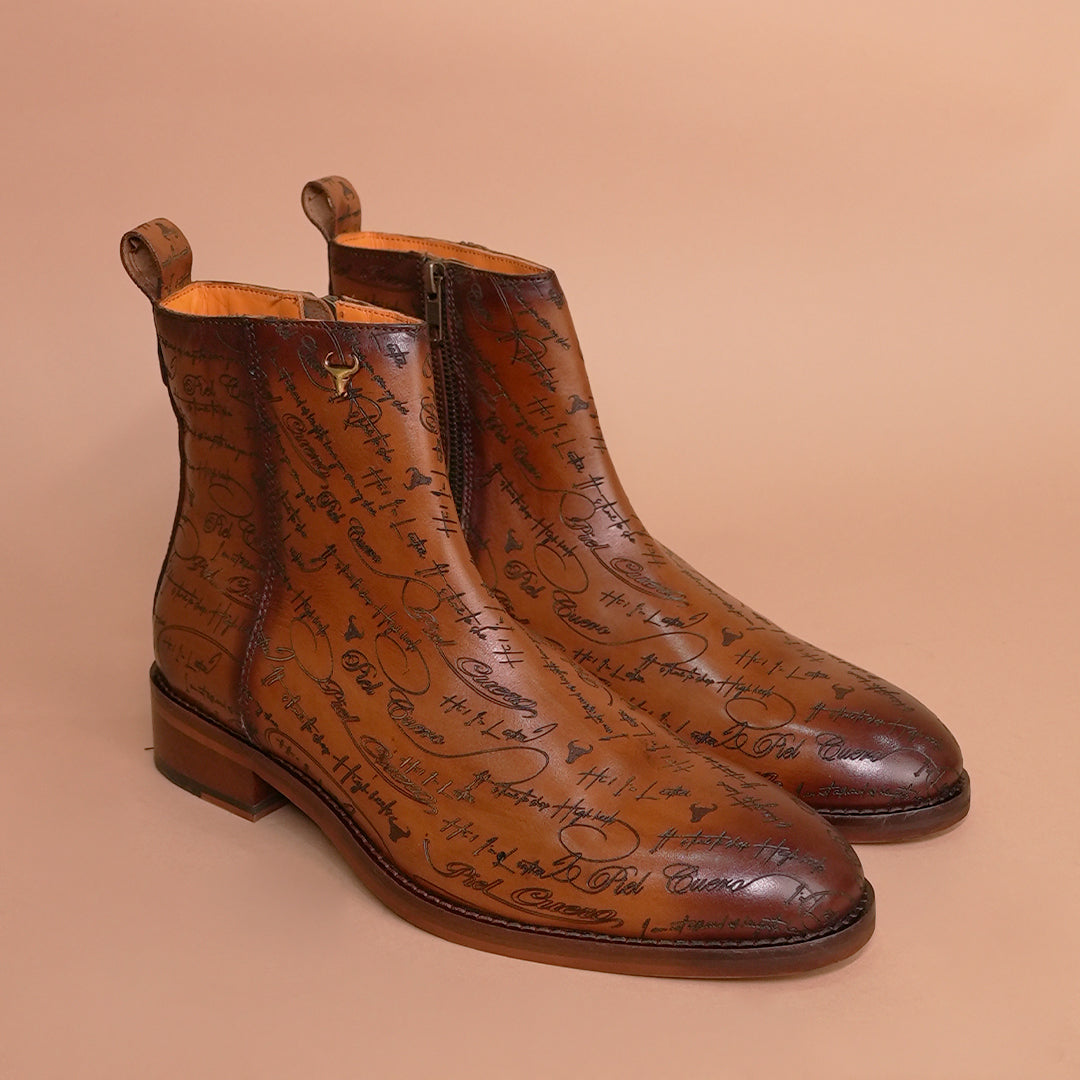 Brown Premium Leather Zipper Chelsea Boots for Men