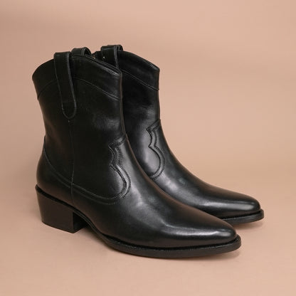 Black Imperial Leather Zipper Boots