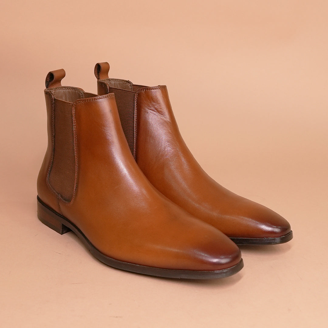 Piel Cuero Men’s Tan Leather Chelsea Boots