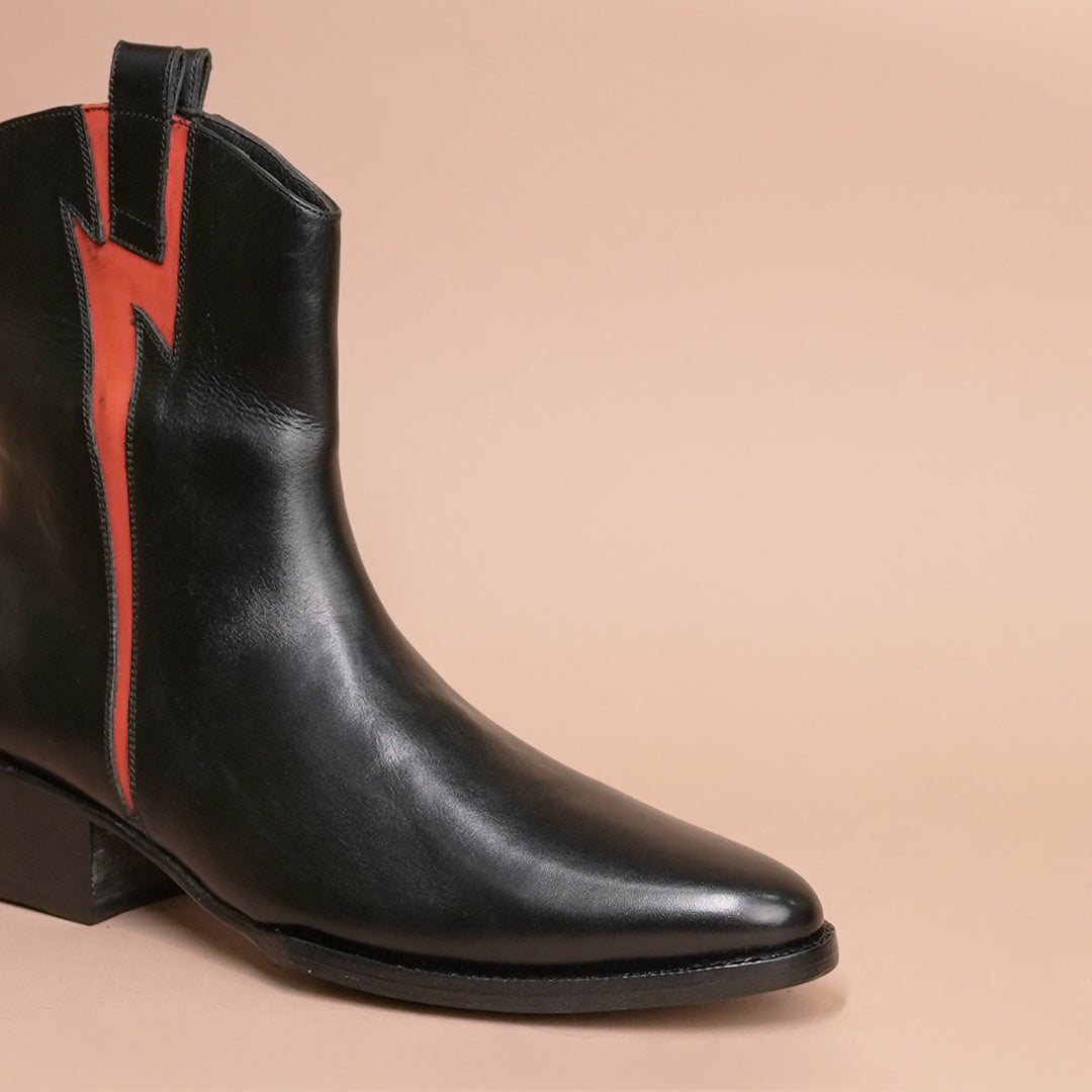 Black Leather Luxe Zipper Chelsea Boots