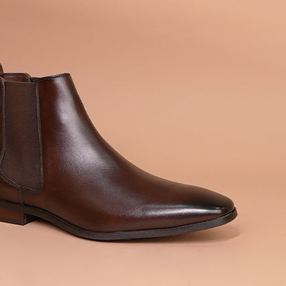 Piel Cuero  Signature Dark Brown Leather Chelsea Boots for Men