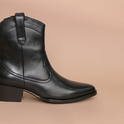 Black Imperial Leather Zipper Boots
