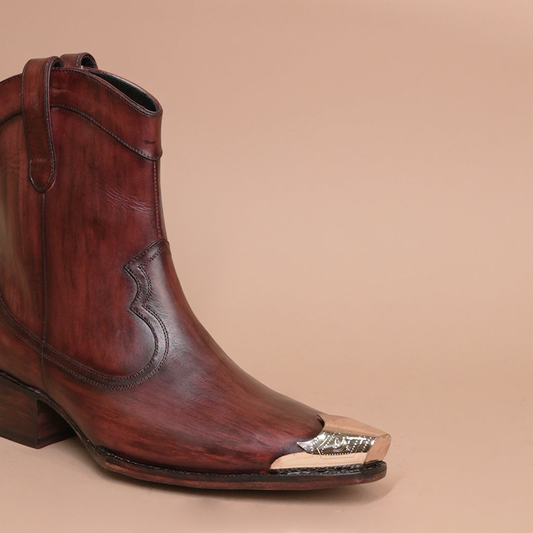 Premium Burgundy Leather Zipper Chelsea Shoes