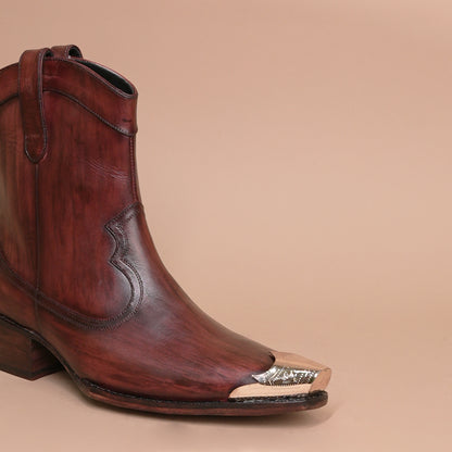 Premium Burgundy Leather Zipper Chelsea Shoes