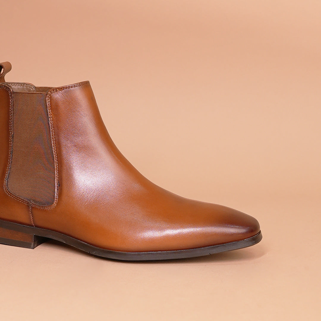 Piel Cuero Men’s Tan Leather Chelsea Boots