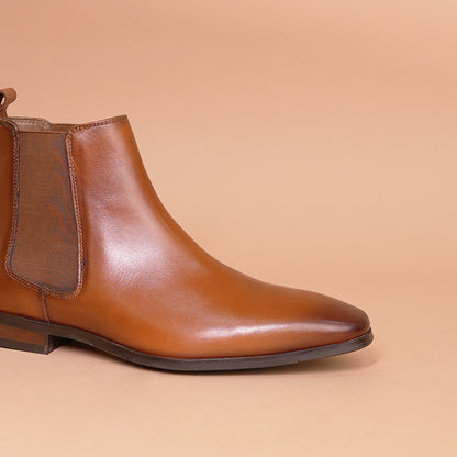 Piel Cuero Men’s Tan Leather Chelsea Boots