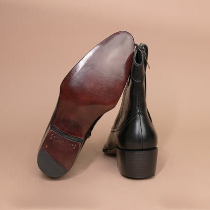 Black Imperial Leather Zipper Boots