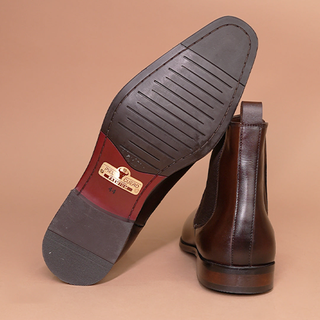 Piel Cuero  Signature Dark Brown Leather Chelsea Boots for Men