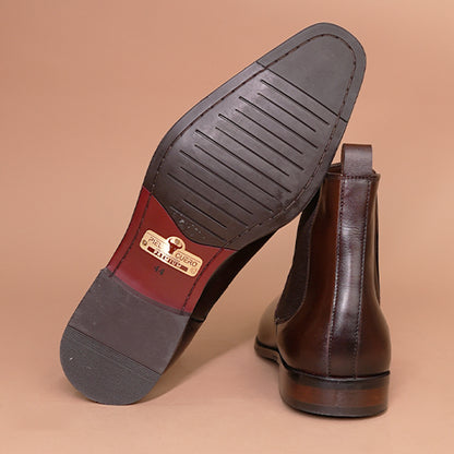 Piel Cuero  Signature Dark Brown Leather Chelsea Boots for Men