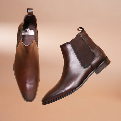 Piel Cuero  Signature Dark Brown Leather Chelsea Boots for Men