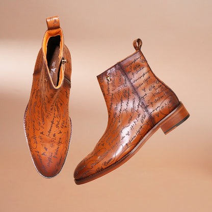 Brown Premium Leather Zipper Chelsea Boots for Men