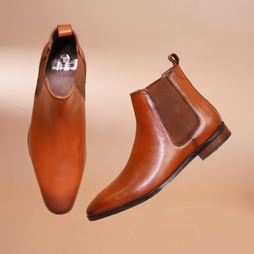 Piel Cuero Men’s Tan Leather Chelsea Boots