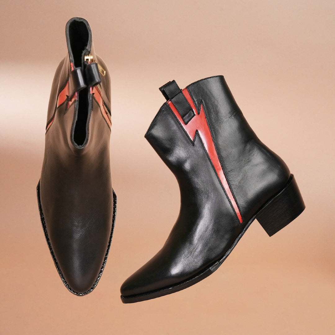 Black Leather Luxe Zipper Chelsea Boots