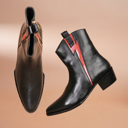 Black Leather Luxe Zipper Chelsea Boots