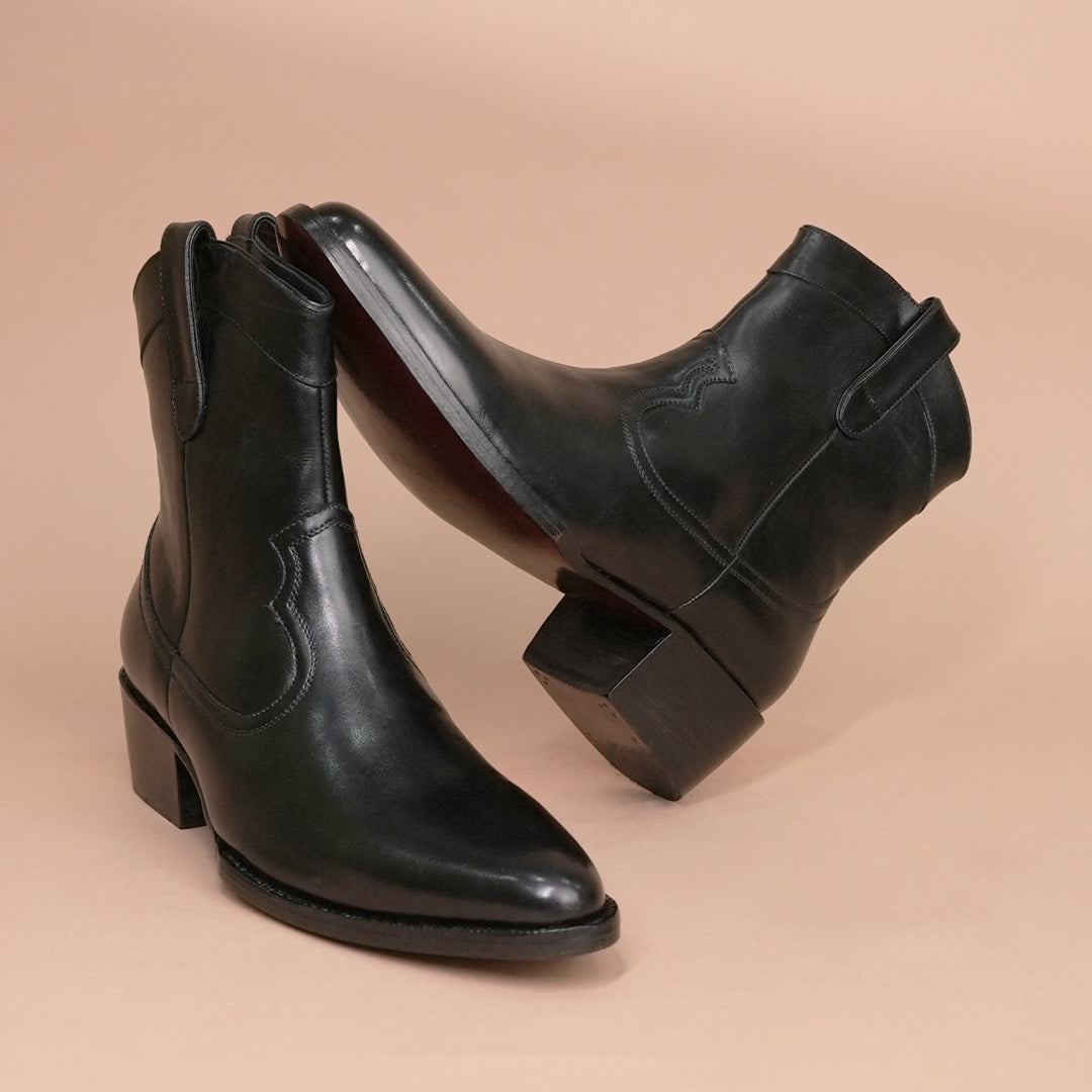 Black Imperial Leather Zipper Boots