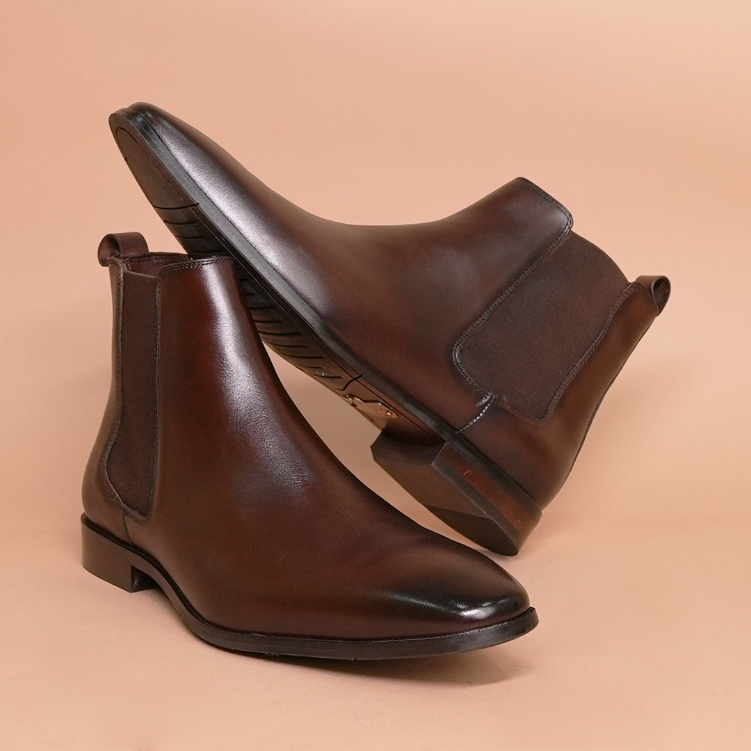 Piel Cuero  Signature Dark Brown Leather Chelsea Boots for Men