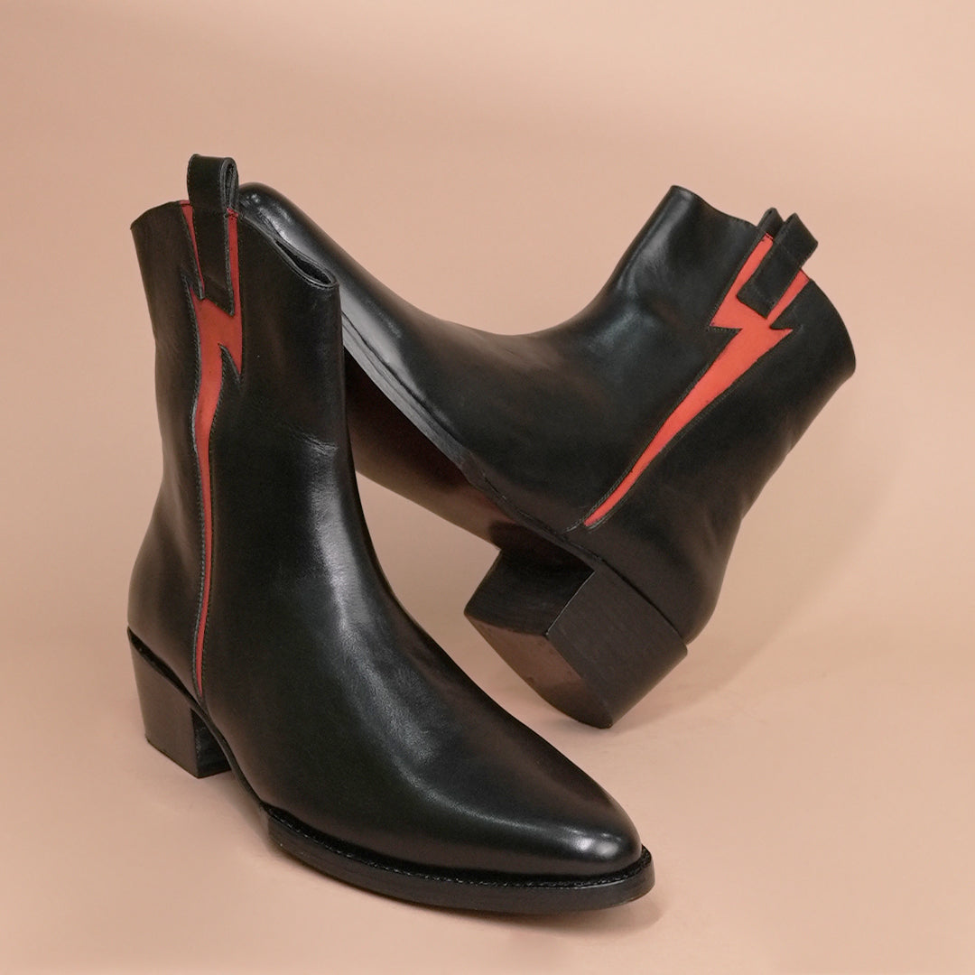 Black Leather Luxe Zipper Chelsea Boots