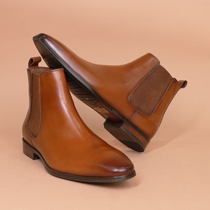 Piel Cuero Men’s Tan Leather Chelsea Boots
