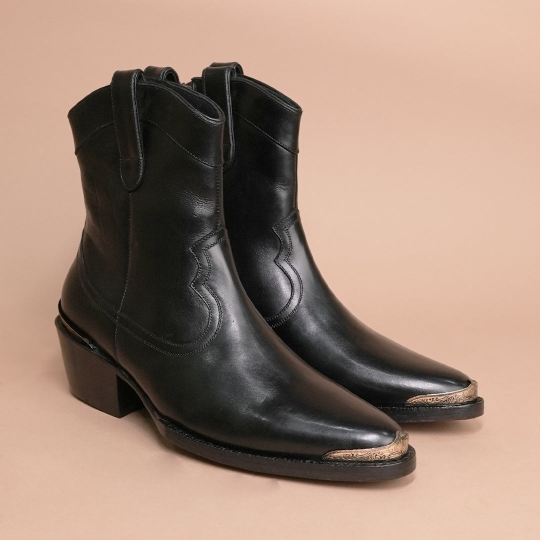 Regal Premium  Black Leather Zipper Boots