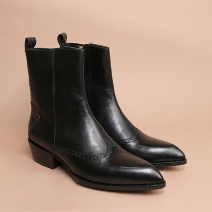Premium  Black Leather Chelsea  Boots