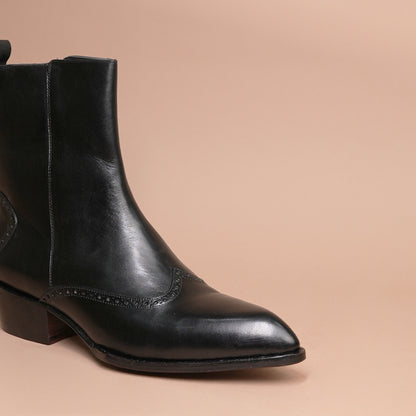 Premium  Black Leather Chelsea  Boots