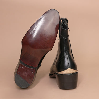 Regal Premium  Black Leather Zipper Boots