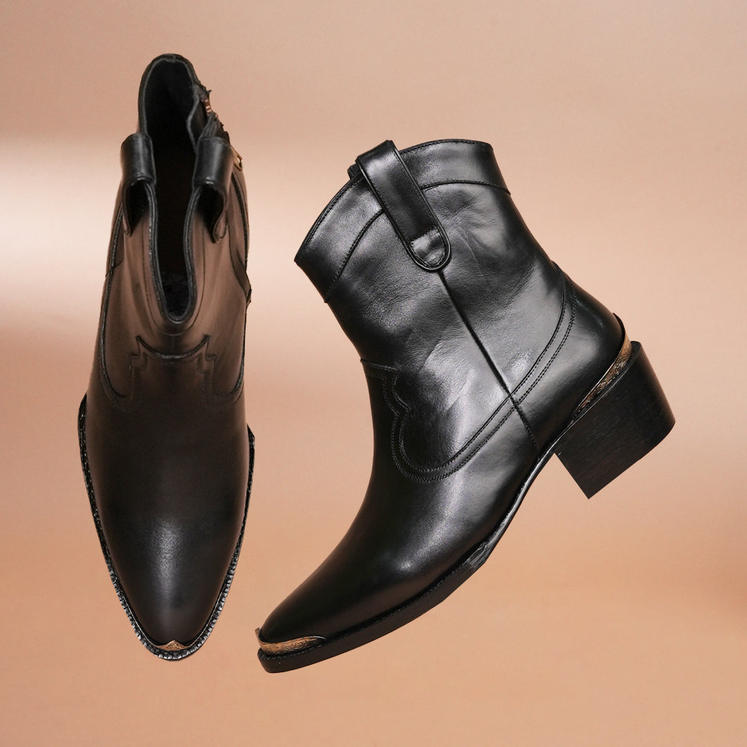 Regal Premium  Black Leather Zipper Boots