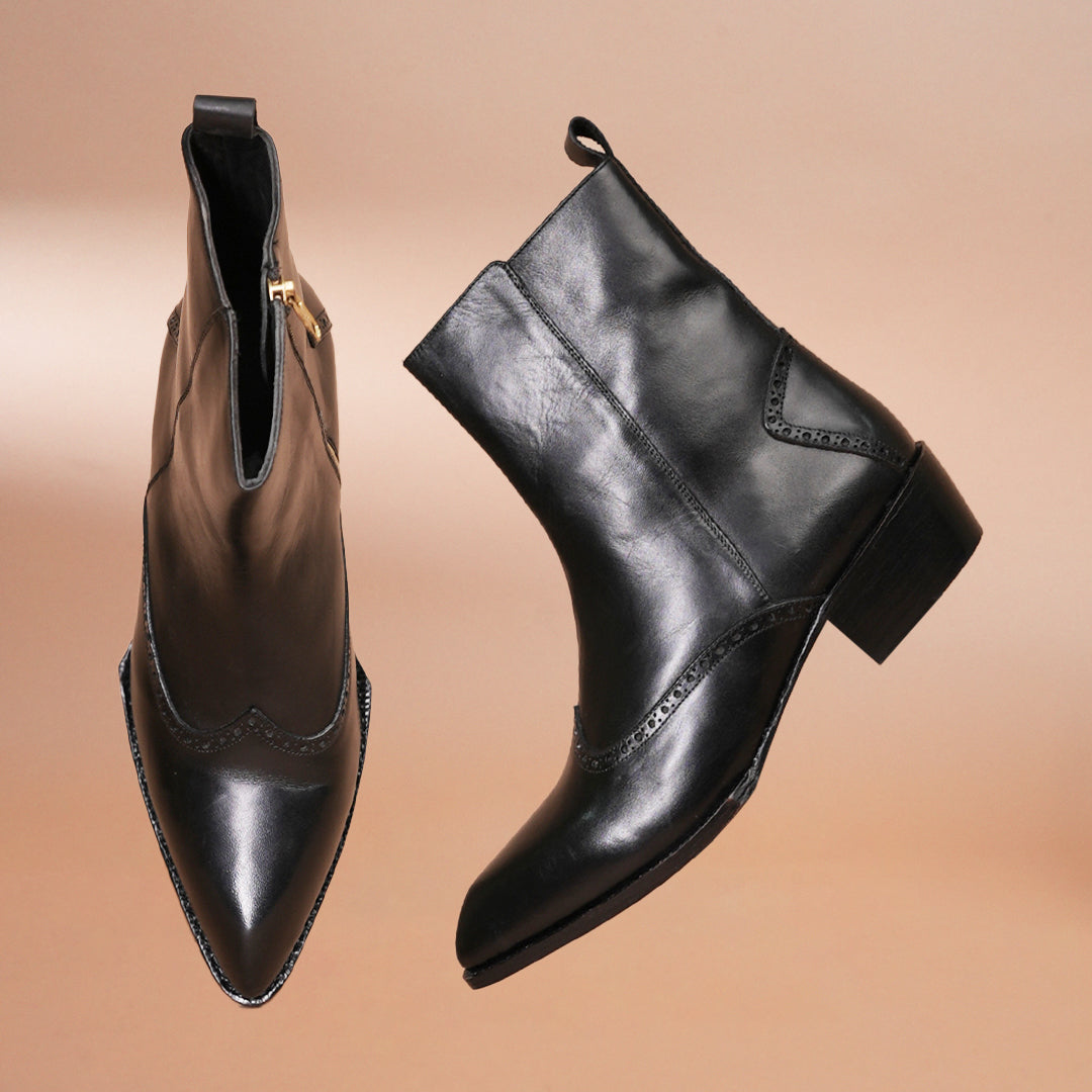Premium  Black Leather Chelsea  Boots