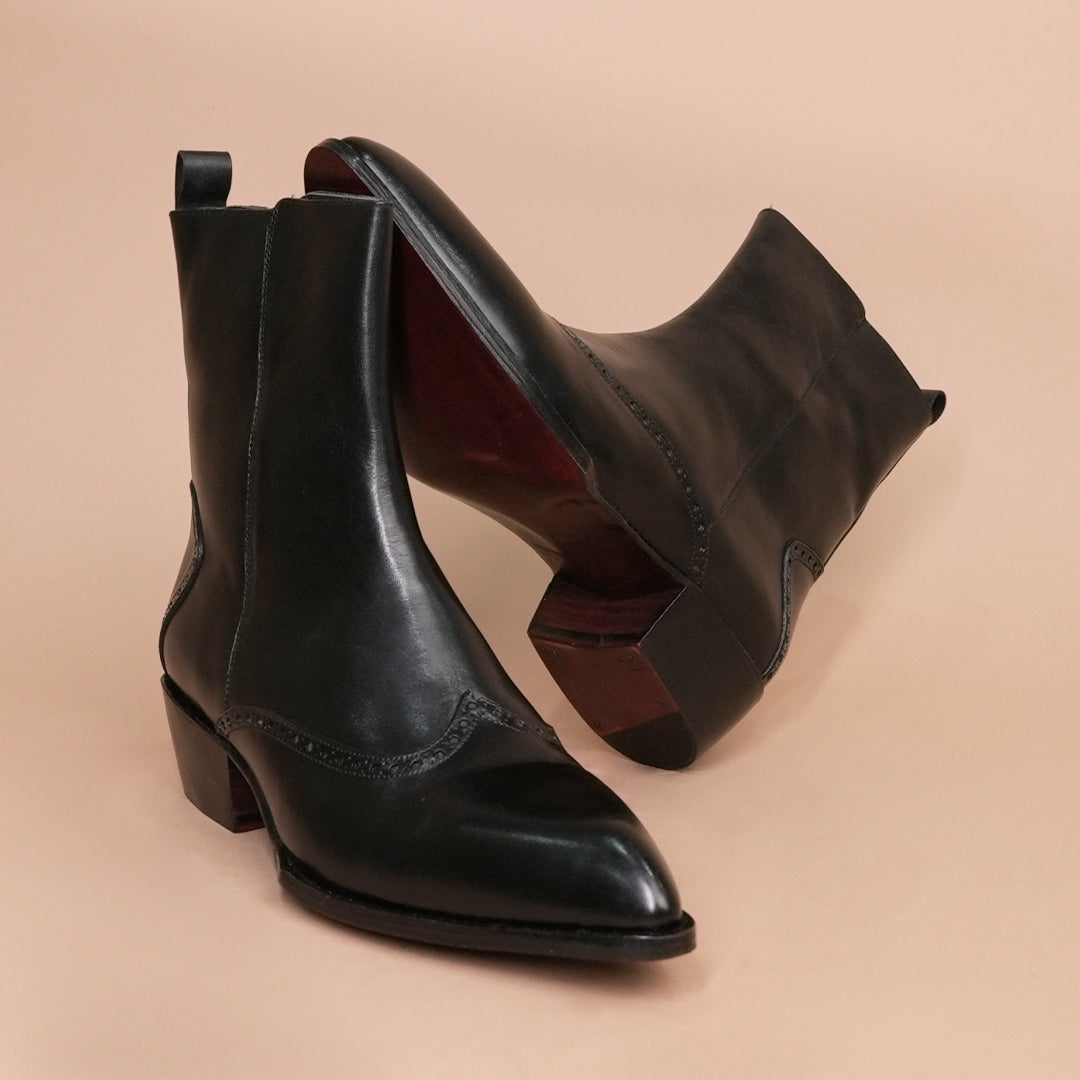 Premium  Black Leather Chelsea  Boots
