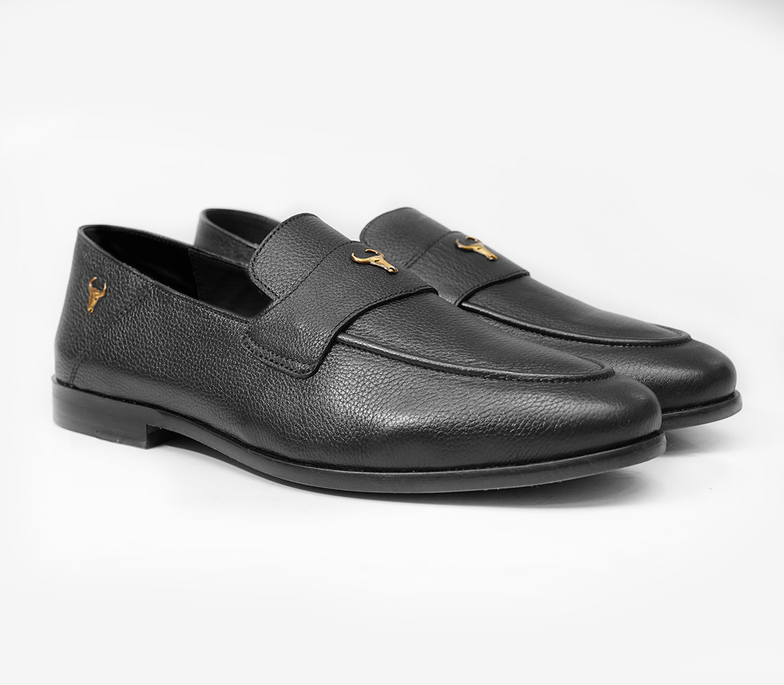 Artisan Crafted Leather Shoes - Handmade Genuine Loafers Black  Piel Cuero