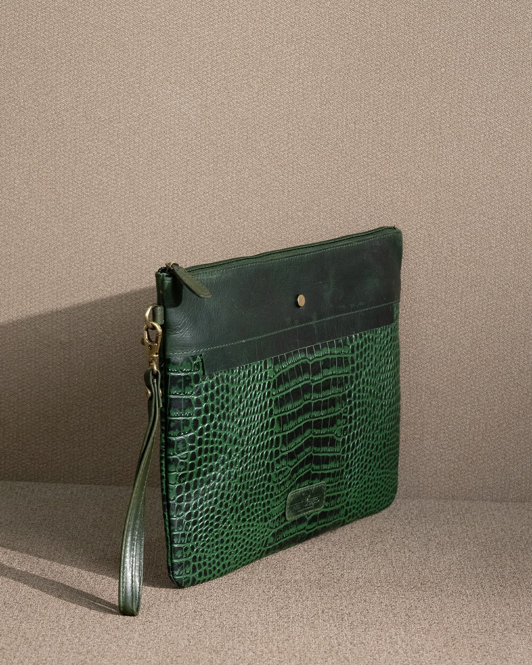 Piel Cuero Emerald Croc  Green Leather Handbag