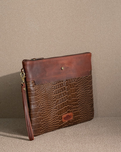 Piel Cuero Vintage Brown Croc Leather  Handbag
