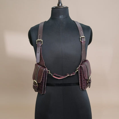 Handcrafted Leather Shoulder Harness Utility Bag by Piel Cuero Cherry