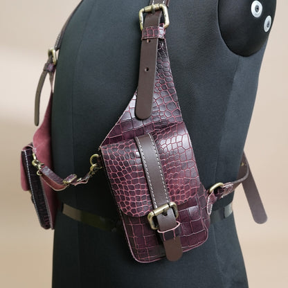 Handcrafted Leather Shoulder Harness Utility Bag by Piel Cuero Cherry