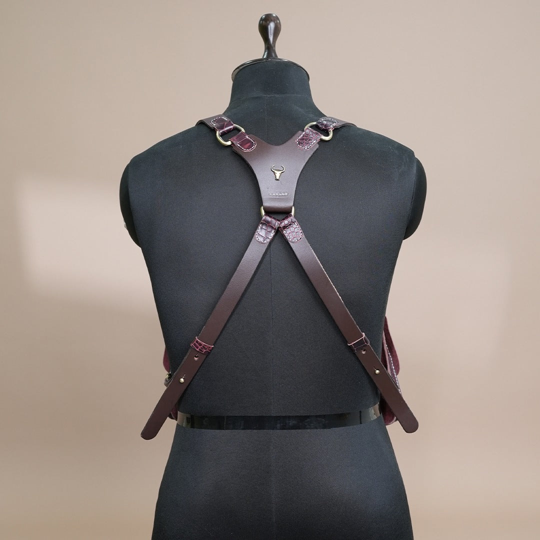 Handcrafted Leather Shoulder Harness Utility Bag by Piel Cuero Cherry