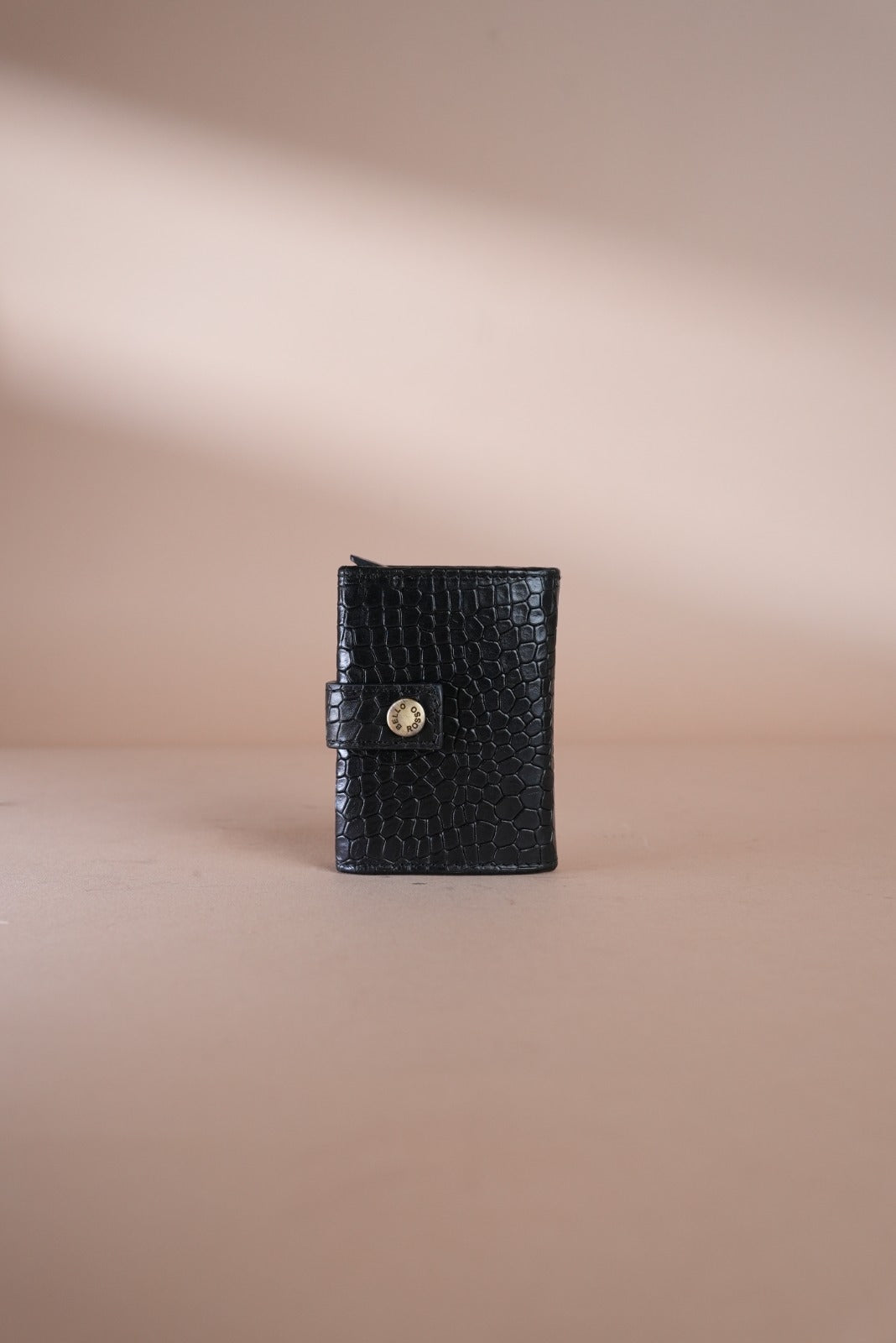 Piel Cuero Black Croc Texture Leather Card Holder for Men