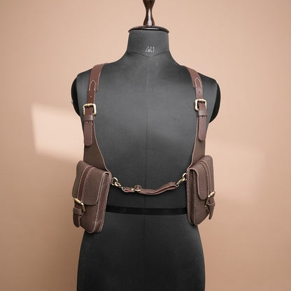 Handcrafted Brown Leather Shoulder Harness Utility Bag by Piel Cuero