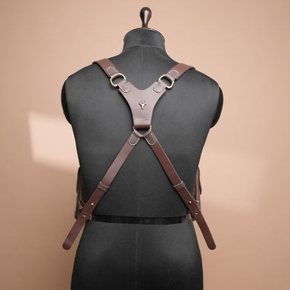 Handcrafted Brown Leather Shoulder Harness Utility Bag by Piel Cuero