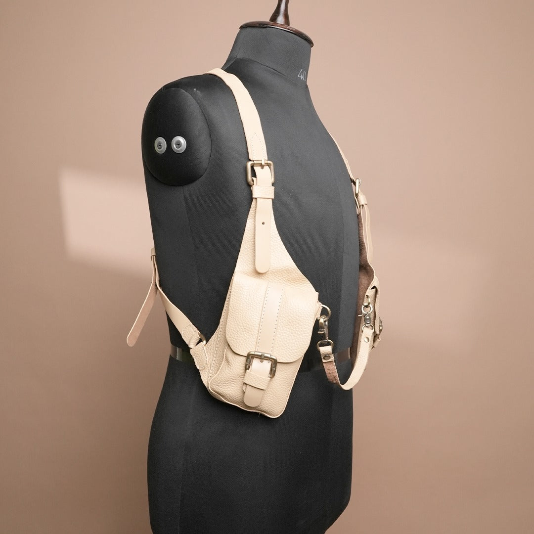 Handcrafted Leather Shoulder Harness Utility Bag by Piel Cuero