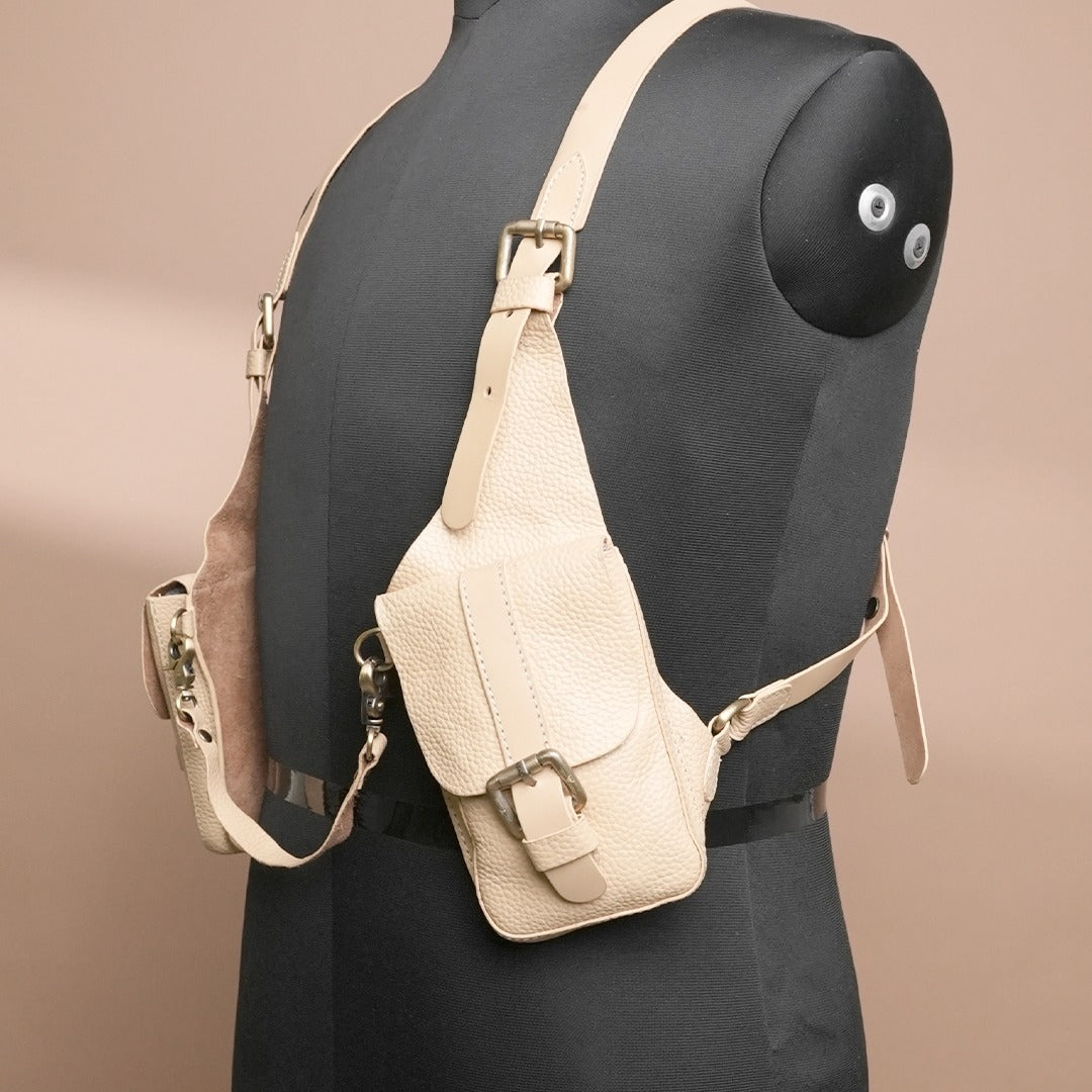 Handcrafted Leather Shoulder Harness Utility Bag by Piel Cuero