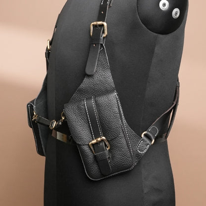 Handcrafted Black Leather Shoulder Harness Utility Bag by Piel Cuero