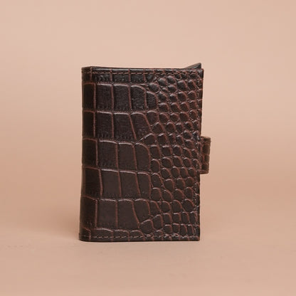 Piel Cuero Brown Croc Texture Leather Card Holder  for Men