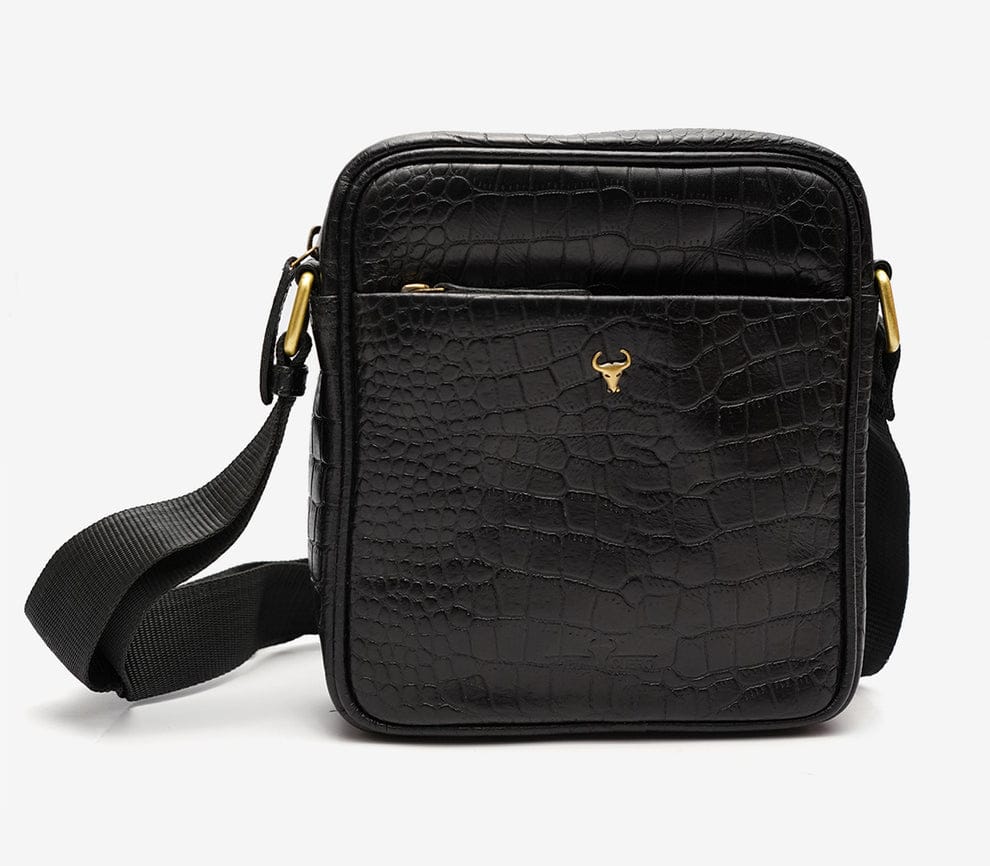 Piel Cuero Pure Leather Crossbody Bag for Men - Durable & Handmade Black