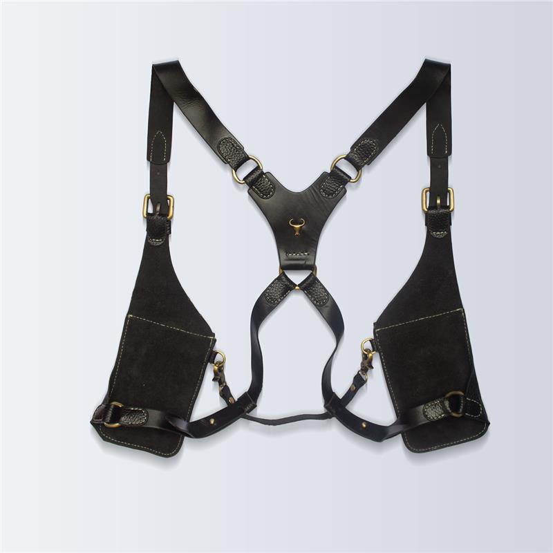Handcrafted Leather Shoulder Harness Utility Bag by Piel Cuero Black