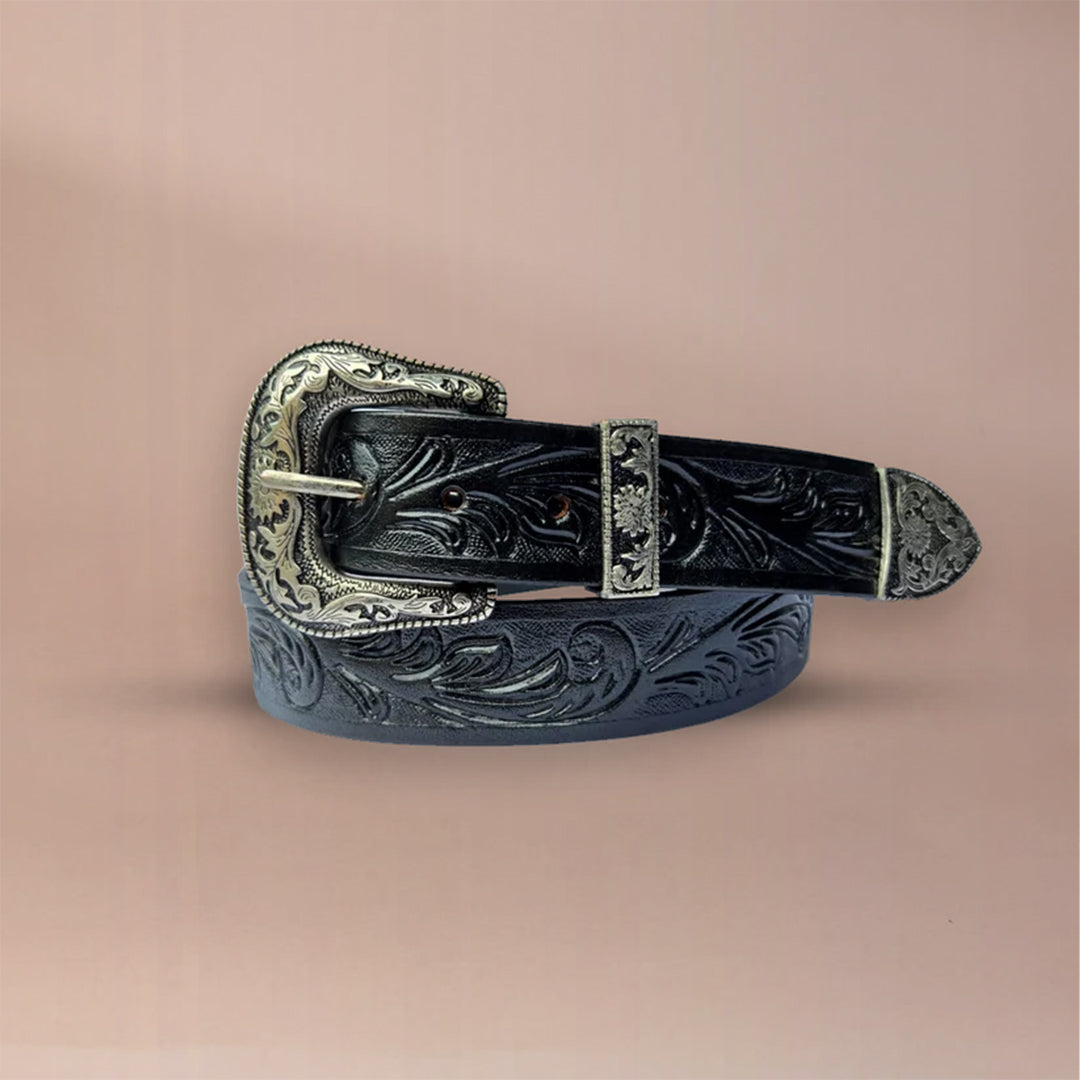 Piel Cuero Western Belts | Handcrafted Tooled Leather Cowboy Belts Black