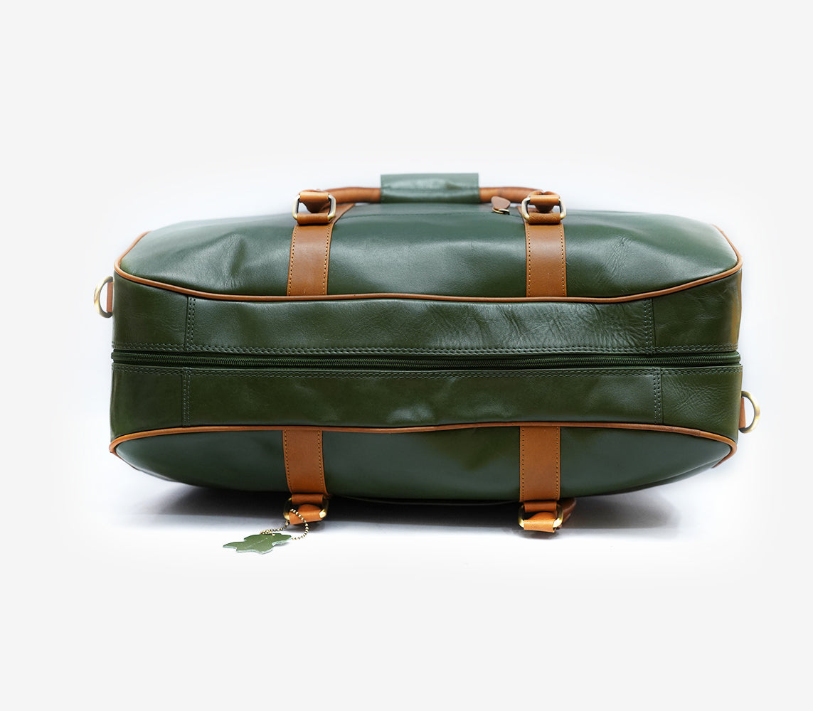 Stylish carry-on leather duffle for flights