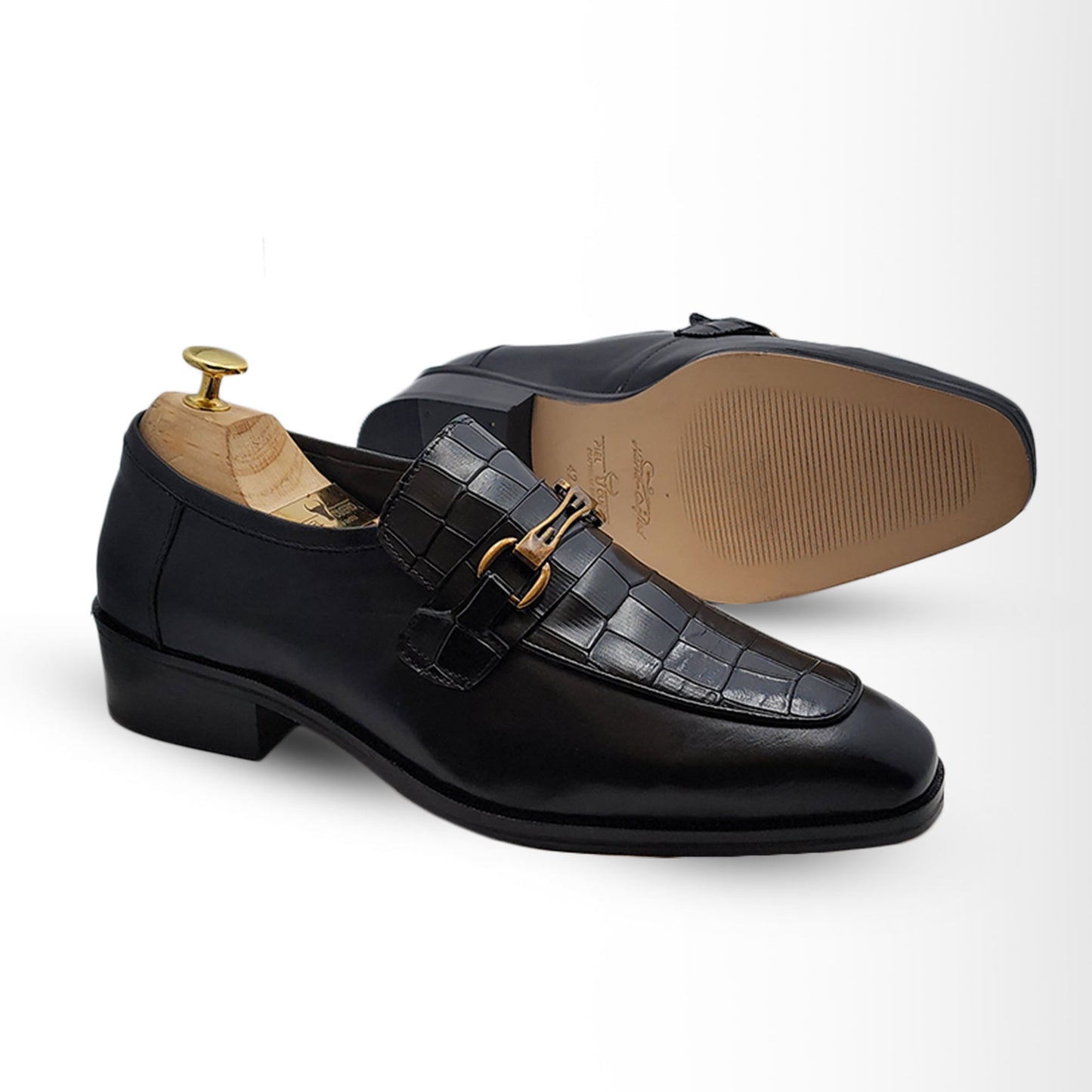Piel Cuero Handmade Black Crocodile Loafers | Genuine Leather Shoes for Men