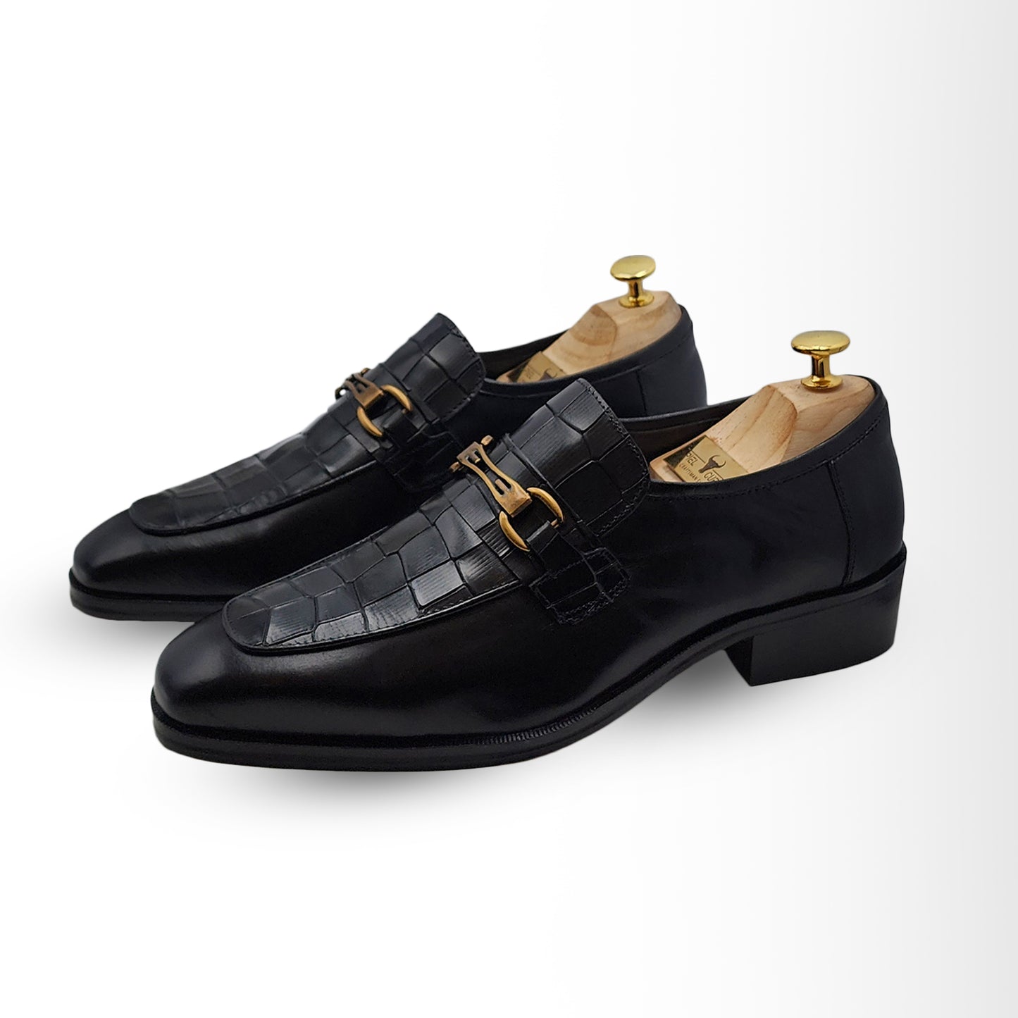 Piel Cuero Handmade Black Crocodile Loafers | Genuine Leather Shoes for Men