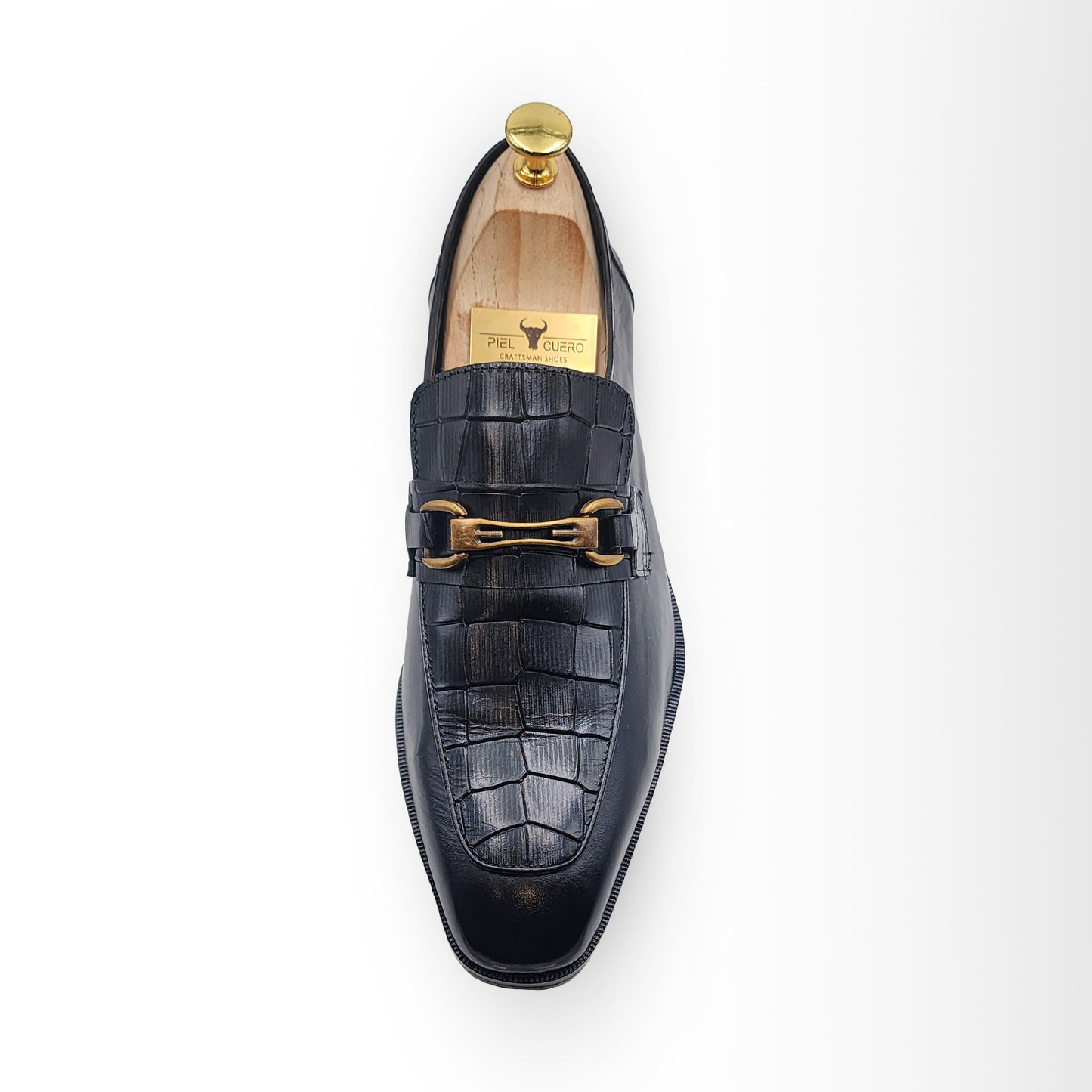 Piel Cuero Handmade Black Crocodile Loafers | Genuine Leather Shoes for Men